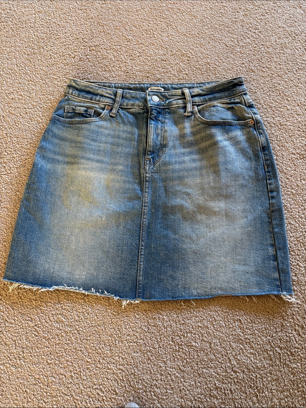 Old Navy Medium Blue Denim A-Line Skirt with Raw Hem
